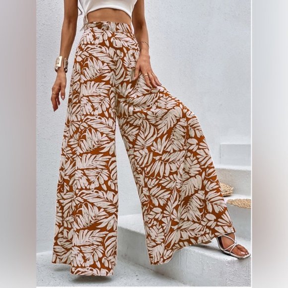 Boho Tropical Print Wide Leg Pants - Picture 3 of 6